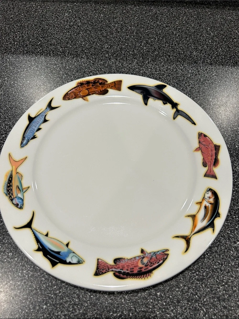 White Fish-Pattern Ceramic Plate and Cup Set - by Corona